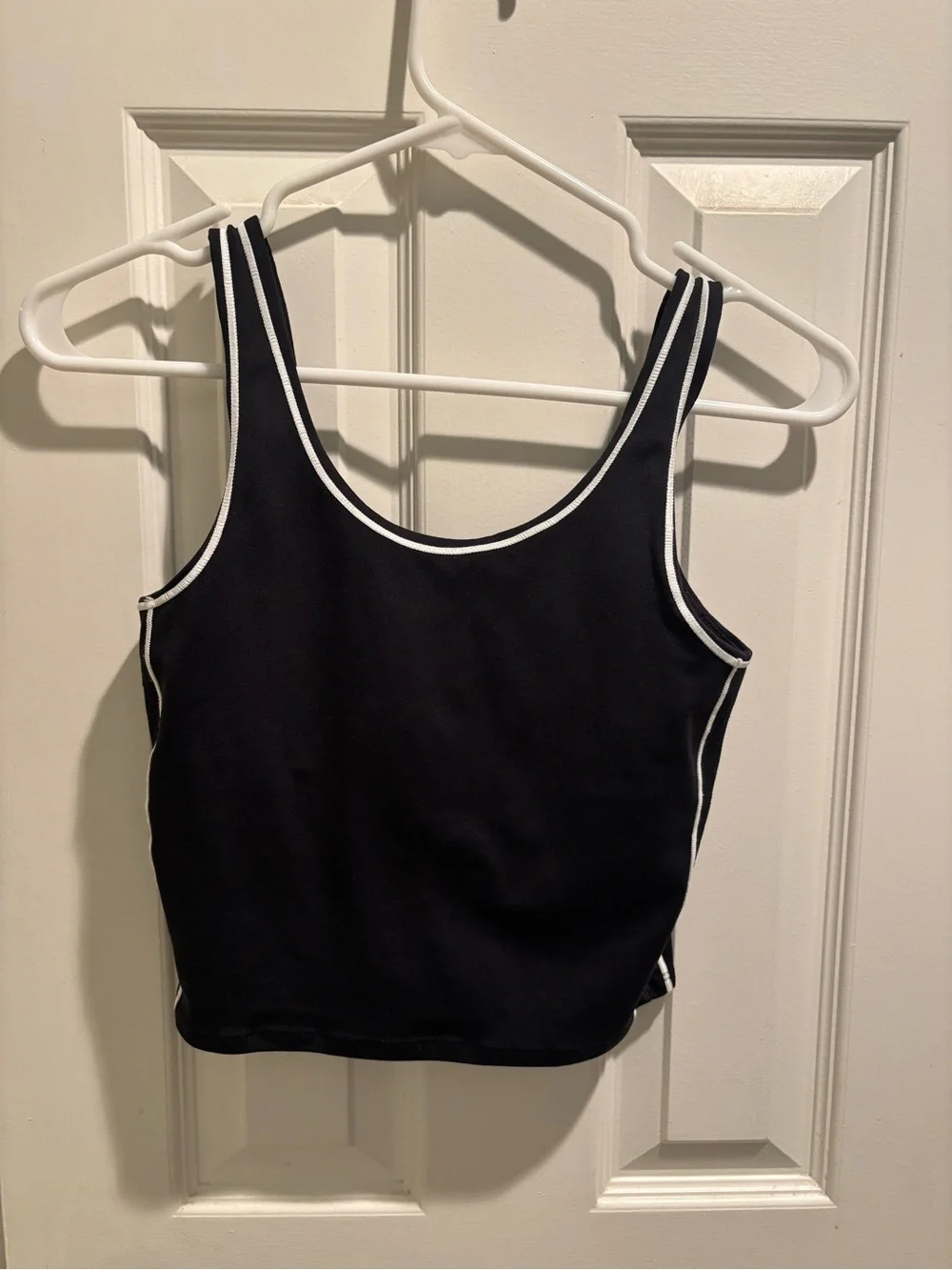 Athleta Black Tank Top with White Piping